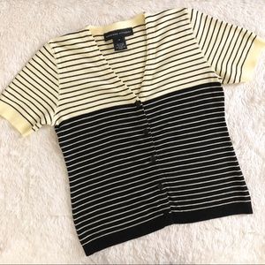 Vintage Soft Cream + Black Striped Cardigan